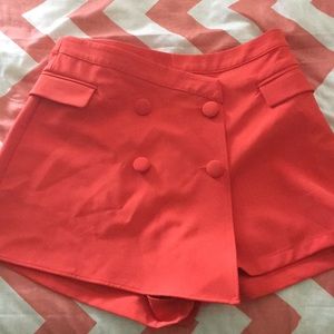 Orange Skort with Wrap and Button Detail